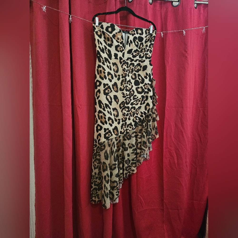 Boohoo Leopard Print Asymmetrical Dress